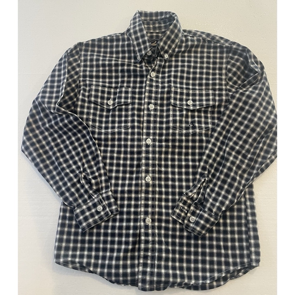 Boys ROPER Plaid Long Sleeved Button Down Western Shirt Size 12-14